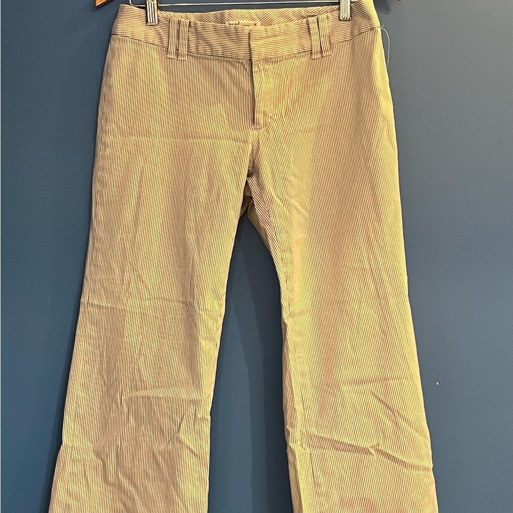 Banana Republic Stretch Beige/Creme Striped Wide Leg Trouser Y2K Size 8